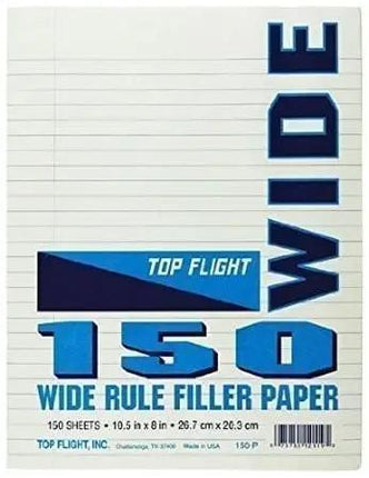 Filler Paper wide rule 10.5 in x 8 in 150 count pack