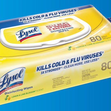 lysol disinfecting wipes 80 count flat pack