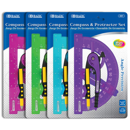 Scale-Arm Compass w/ #2 Wood Pencil & 6" Protractor Set