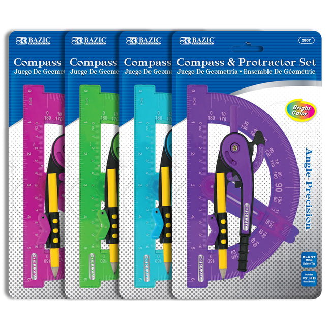 Scale-Arm Compass w/ #2 Wood Pencil & 6" Protractor Set