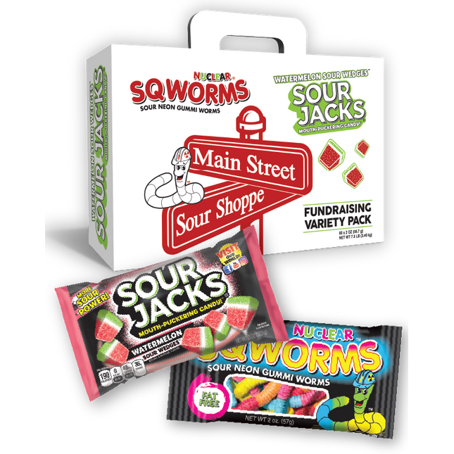 Main Street Sour Shoppe Fundraiser - 1 Case (2 Carriers of 60 Bags)