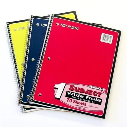 Spiral Notebook, 1 Subject, 70 count, wide rule
