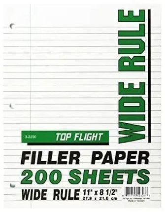 filler paper 200 ct wide rule 