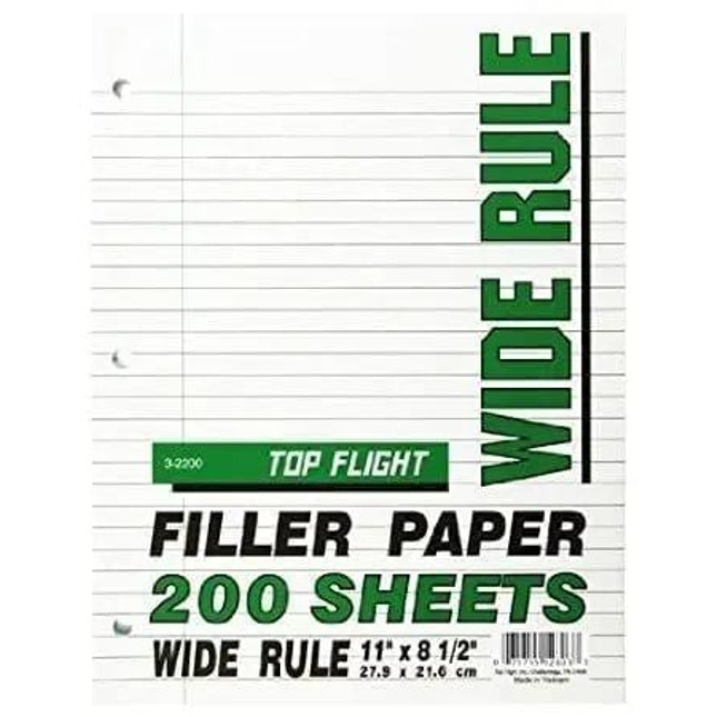 filler paper 200 ct wide rule 