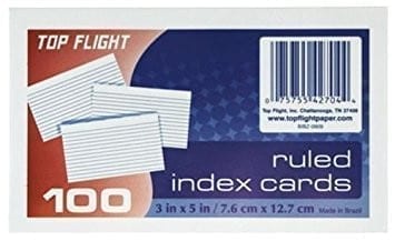 index cards 3 x 5 top flight
