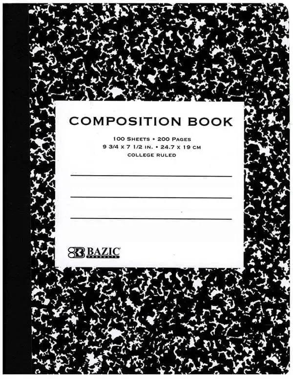 Used Math Composition Book Composition Book College rule 100 ct marble black | School Supply Packs ...