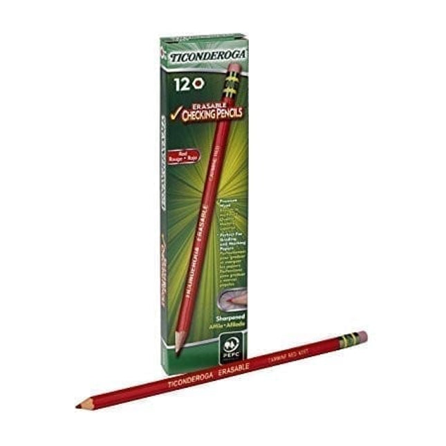 Pencils, grade checking, red with eraser