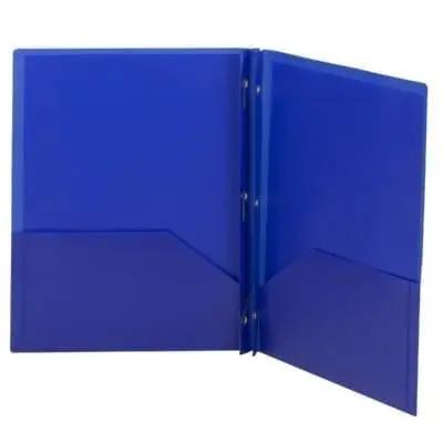 Folder, plastic, blue brads