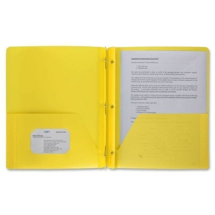 Folder, yellow plastic prong brad