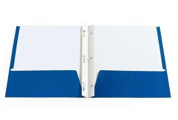Folder, pocket with brad prong blue