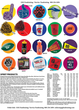 School Spirit Fundraiser items