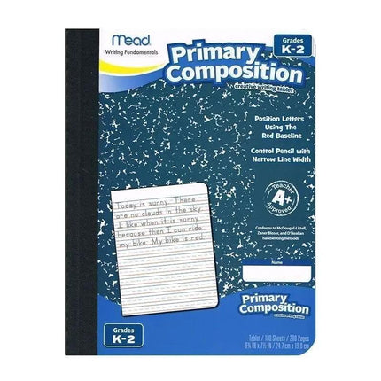 Composition book, Primary, 100 sheets, full page ruled Brand Mead 09902