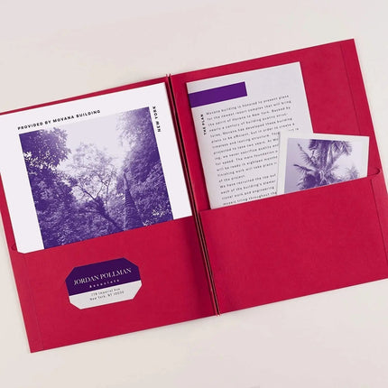 Folder red pocket with brads prongs paper