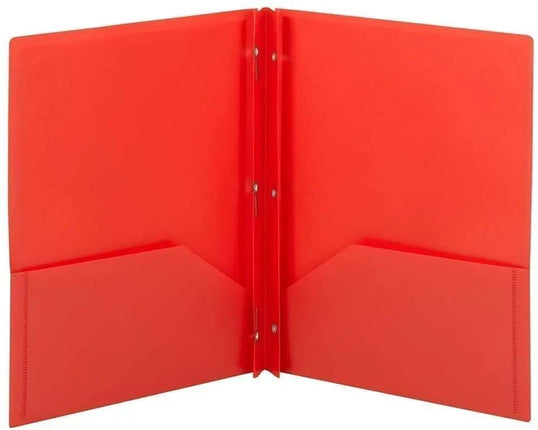 Folder plastic poly Red 2 pocket with brads prongs | Pala Supply ...