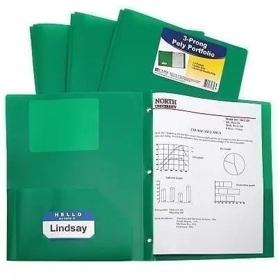 Folder plastic poly 2 pocket heavyweight green