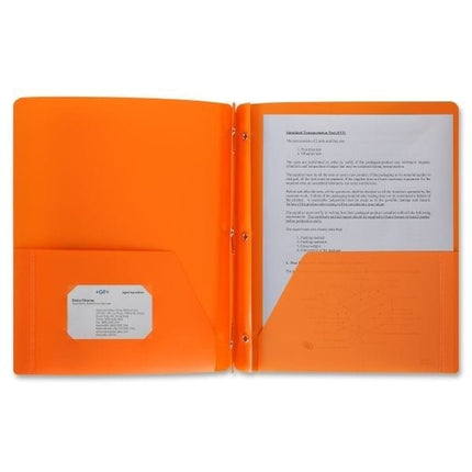 Folder 2 pocket orange with brads prongs