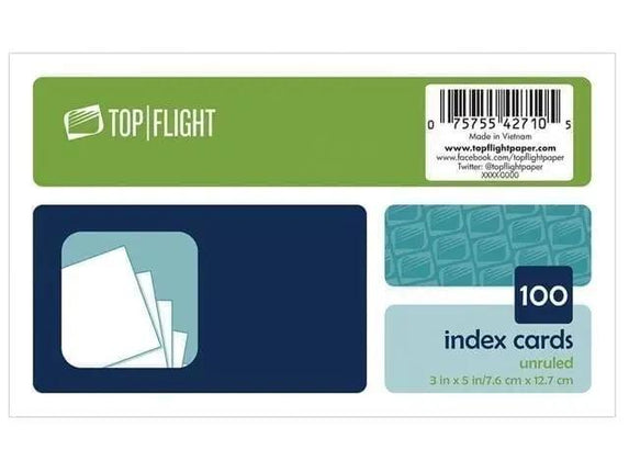 Index Cards 3" x 5" UNuled 100 ct