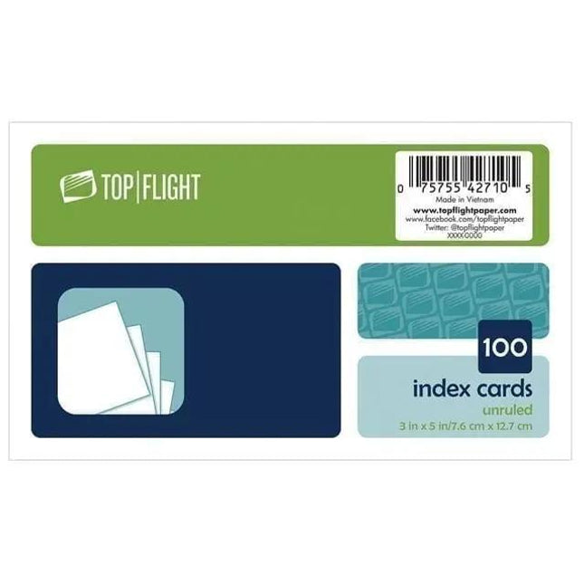 Index Cards 3" x 5" UNuled 100 ct