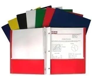 Folder 2 pocket brads prongs assorted colored