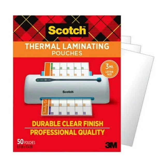 Thermal Laminating Pouches, 50 Pack, Letter Size, 3 Mil