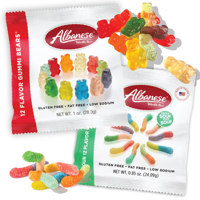 Albanese Sweet & Sour Gummi Fundraiser Pack - 1 Case (4 Bags of 60 Pouches)
