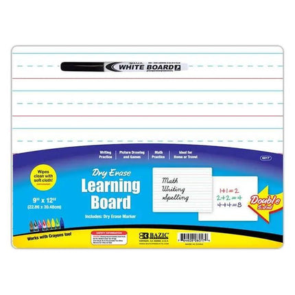 Double Sided Dry Erase Learning Board w/ Marker 9 x 12