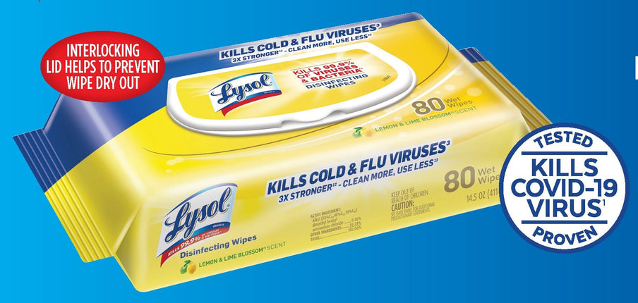 lysol disinfecting wipes 80 count flat pack