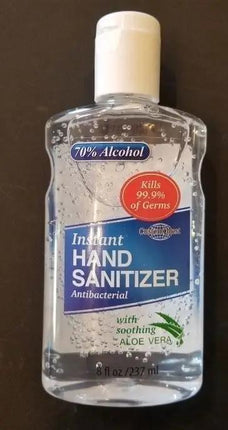 Hand Sanitizer 8 ounce bottle antibacterial flip top cap kills germs