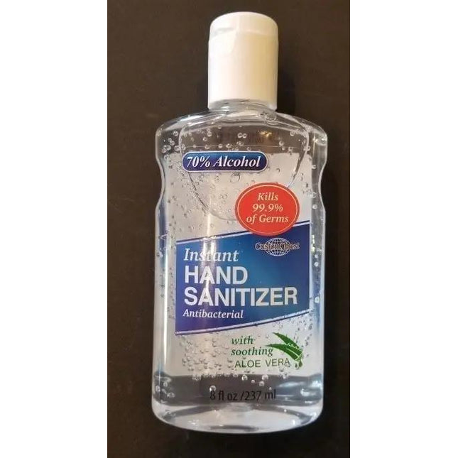 Hand Sanitizer 8 ounce bottle antibacterial flip top cap kills germs